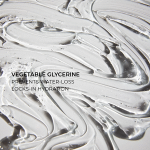 Pure vegetable glycerin in a glass container on white background